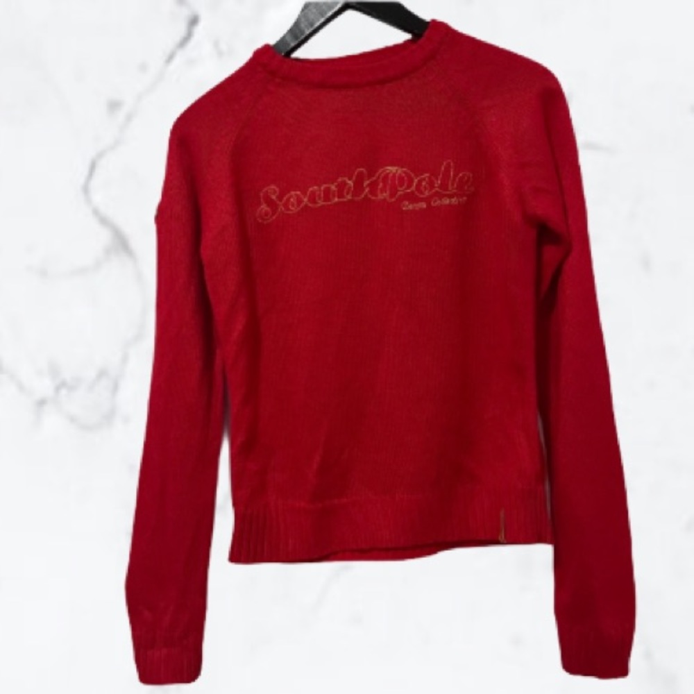South Pole Sweater, Red w/ Gold Logo, Size S